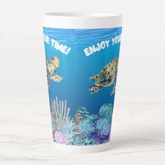 Geniet van schildpadden latte mok (Voorkant)