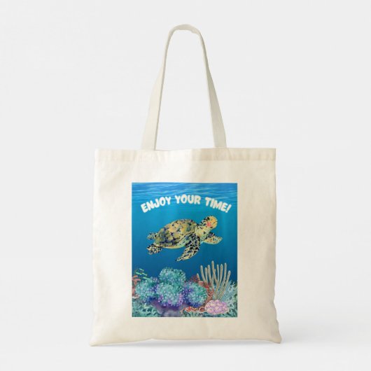 Geniet van schildpadden tote bag (Achterkant)