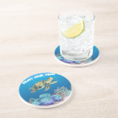 Geniet van schildpadden zandsteen onderzetter (Zijkant)