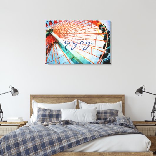 Geniet van Script Carnaval Ferris Wiel Foto Vet Canvas Afdruk (Insitu (Slaapkamer))