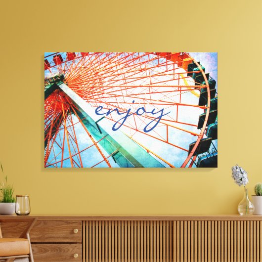 Geniet van Script Carnaval Ferris Wiel Foto Vet Canvas Afdruk (Insitu (Woonkamer))