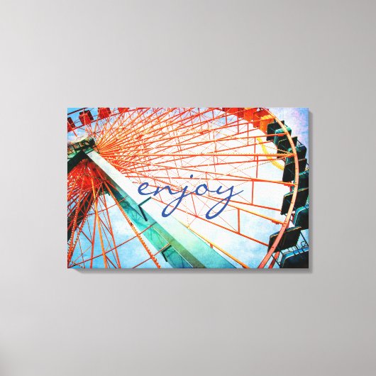 Geniet van Script Carnaval Ferris Wiel Foto Vet Canvas Afdruk (Voorkant)