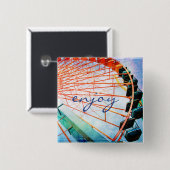 Geniet van Script Carnaval Ferris Wiel Foto Vet Vierkante Button 5,1 Cm (Voorkant /achterkant)