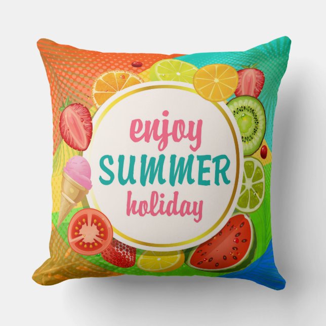 Geniet van Summer Holiday Pillow Kussen (Voorkant)