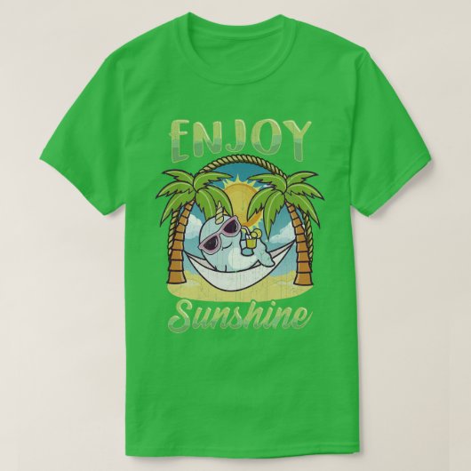 Geniet van Sunshine Narwhal Hammock Beach Ocean T-shirt (Design voorkant)