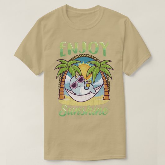 Geniet van Sunshine Narwhal Hammock Beach Ocean T-shirt (Design voorkant)