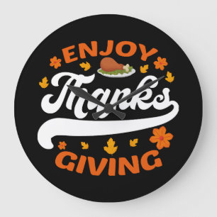 geniet van thanksgiving eten kalkoen dankbaar grote klok