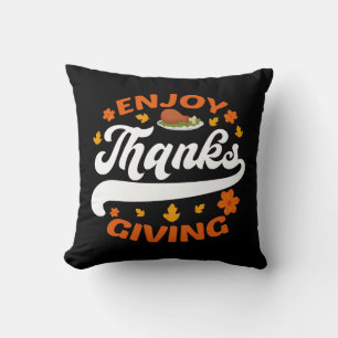 geniet van thanksgiving eten kalkoen dankbaar kussen