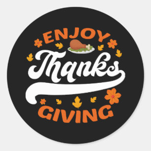 geniet van thanksgiving eten kalkoen dankbaar ronde sticker