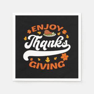 geniet van thanksgiving eten kalkoen dankbaar servet