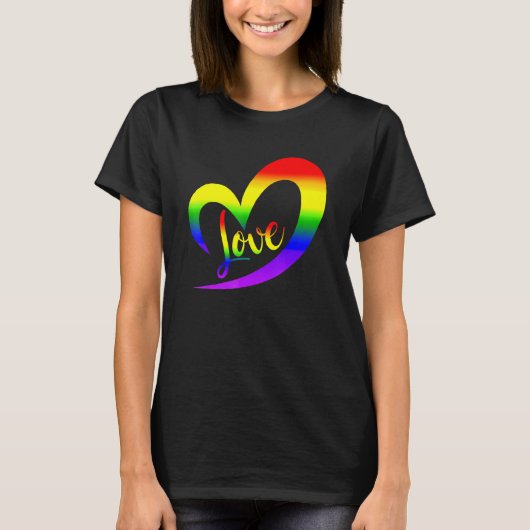 Geniet van trots met liefdeslobbt Pride Rainbow Ha T-shirt (Voorkant)