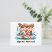 Geniet van uw pensioen dames briefkaart (Staand voorkant)
