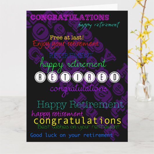 Geniet van uw Pensioen Herhalende wensen XL kaart (Gele Bloem)