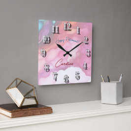 Geniet van uw pensioen pastelvloeistof kleuren vierkante klok