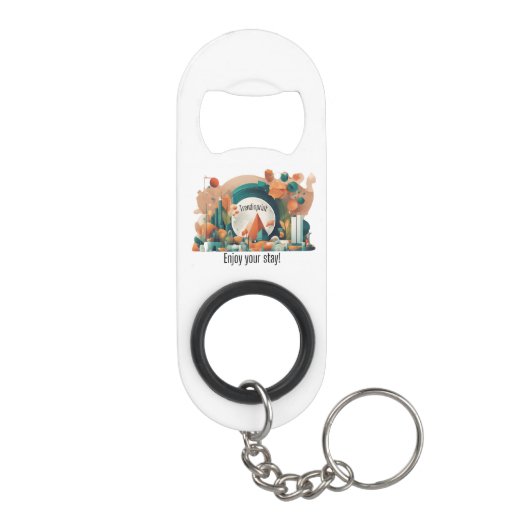 Geniet van uw verblijf quote AI art Mini Flessenopener (Achterkant)