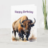 Geniet van uw verjaardag bizon buffel wild dier kaart (Voorkant)