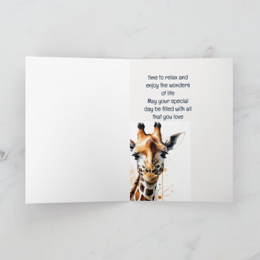 Geniet van uw verjaardag Giraffe wilde dier Kaart (Binnen)