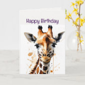 Geniet van uw verjaardag Giraffe wilde dier Kaart (Gele Bloem)