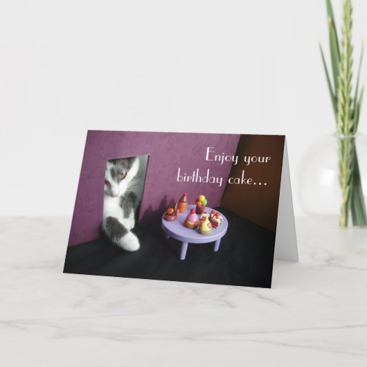 Geniet van uw verjaardagscake… kaart (Voorkant)