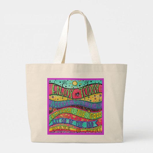 Geniet van vandaag Inspirerend  Grote Tote Bag (Achterkant)