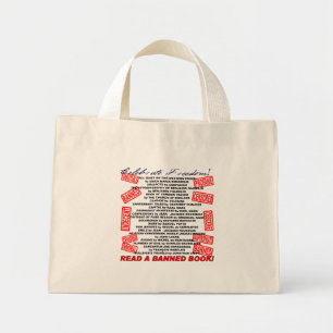 Geniet van vrijheid!  Lees een BANNED Book! (stamp Mini Tote Bag