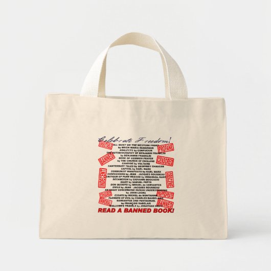 Geniet van vrijheid!  Lees een BANNED Book! (stamp Mini Tote Bag (Voorkant)