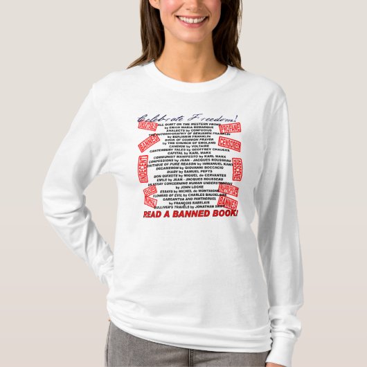 Geniet van vrijheid! Lees een BANNED Book! (stamp T-shirt (Voorkant)