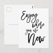 Geniet van waar je nu bent Quote Black Script Briefkaart (Voorkant / Achterkant)