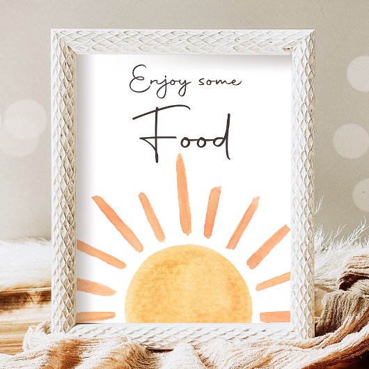 Geniet van wat eten tafel Boho Sunshine Verjaardag Poster