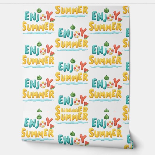 Geniet van zomerse tekstillustraties behang (Afrollen)