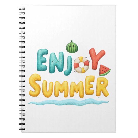 Geniet van zomerse tekstillustraties notitieboek (Voorkant)
