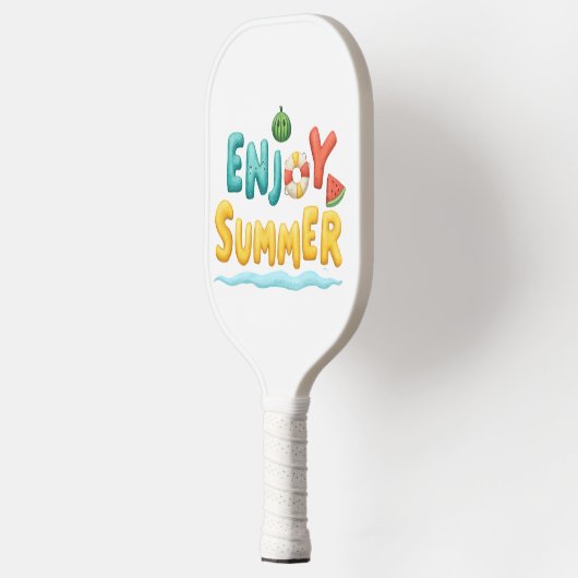 Geniet van zomerse tekstillustraties pickleball paddle (Links)