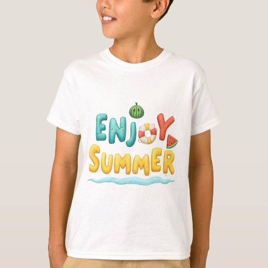 Geniet van zomerse tekstillustraties t-shirt (Voorkant)