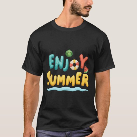 Geniet van zomerse tekstillustraties t-shirt (Voorkant)