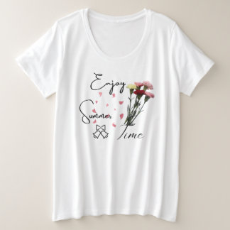 Geniet van zomertijd Moderne vrouwen wit Grote Maat T-shirt