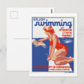 Geniet van zwemmen in de Indiana State Parks Vinta Briefkaart (Voorkant / Achterkant)
