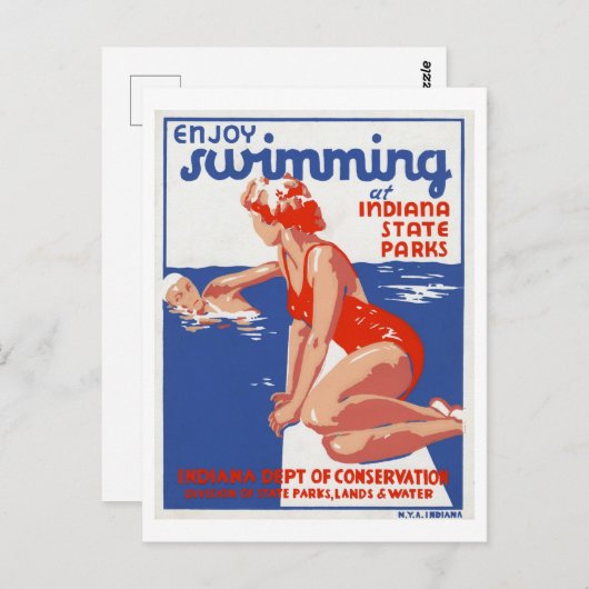 Geniet van zwemmen in de Indiana State Parks Vinta Briefkaart (Voorkant / Achterkant)