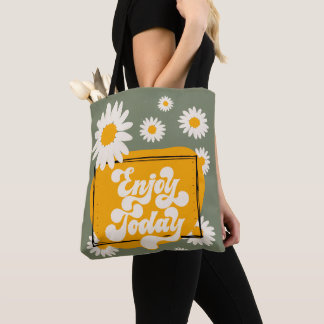 Geniet Vandaag Boodschappentas, Bloem Ontwerp Bood Tote Bag