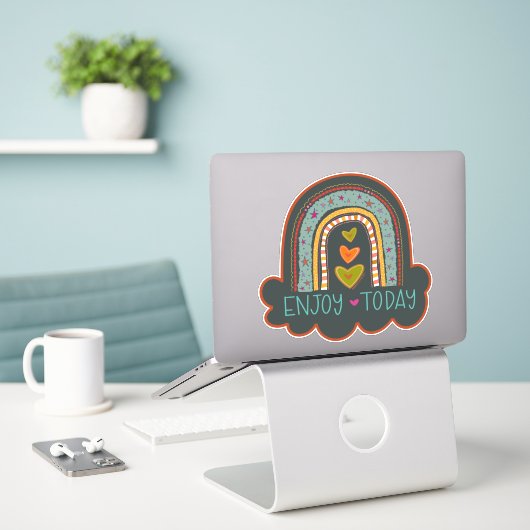 Geniet vandaag nog van Rainbow Inspirivity Enourag Sticker (Laptop op bureau)