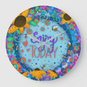 Geniet vandaag van leuke Schattigee blauwe grillig Grote Klok (Voorkant)