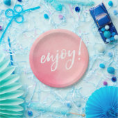 Genieten feest bord roze aquarel handgeschreven (Feest)