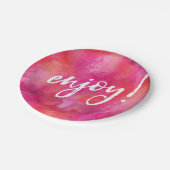 Genieten feest bord roze aquarel handgeschreven (Gekanteld)