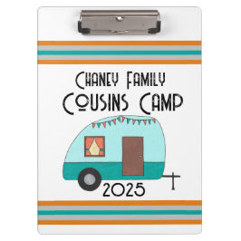 Genieten van de reis neven kamp retro camper klembord