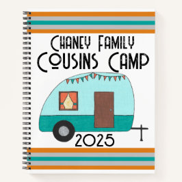 Genieten van de reis neven kamp retro camper notitieboek
