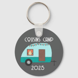 Genieten van de reis neven kamp retro camper sleutelhanger