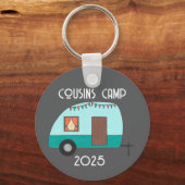 Genieten van de reis neven kamp retro camper sleutelhanger (Voorkant)