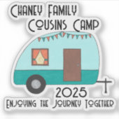 Genieten van de reis neven kamp retro camper sticker (Voorkant)