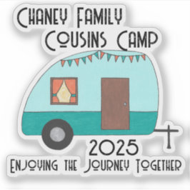 Genieten van de reis neven kamp retro camper sticker