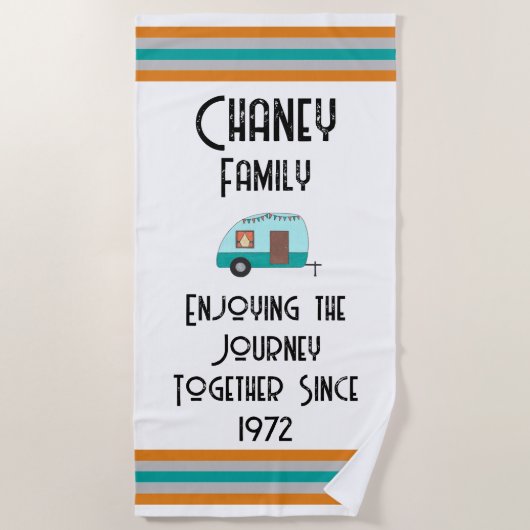 Genieten van de reis neven kamp retro camper strandlaken (Voorkant)