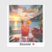 Genieten van de zonsondergang op Aruba Sticker (Vel)
